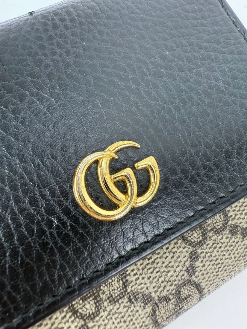 Gucci GG Supreme Compact Black Leather Wallet - 12