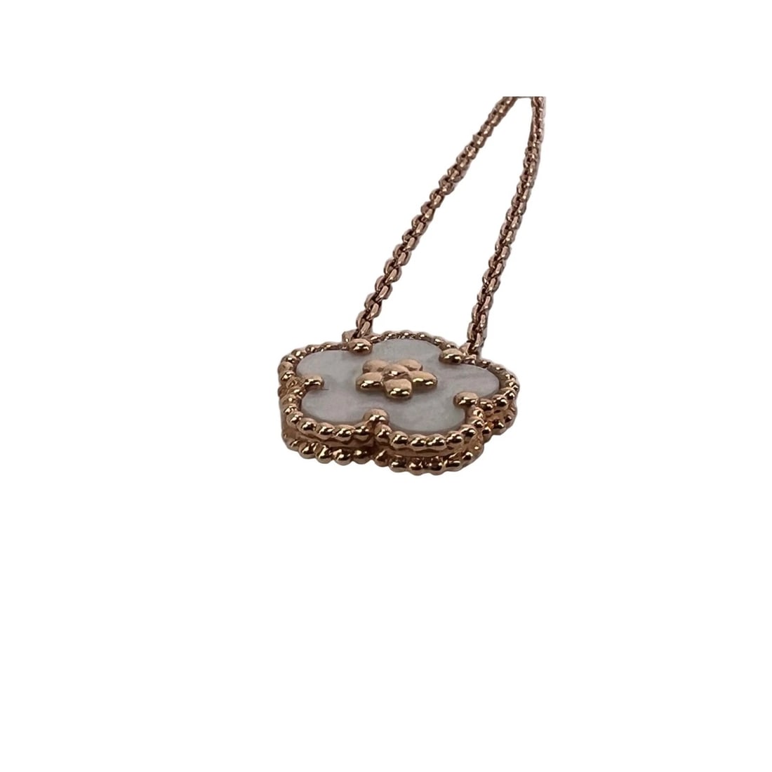 Van Cleef 18K Rose Gold Mother of Pearl Lucky Spring Plum Necklace - 10