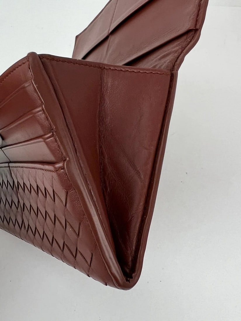 Bottega Veneta Nappa Intrecciato Long Flap Brown Wallet Clutch - 7