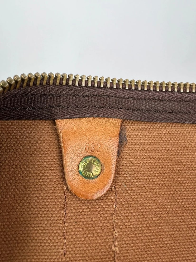 Louis Vuitton Keepall 50 Monogram Canvas Duffle Bag Vintage Luggage - 7