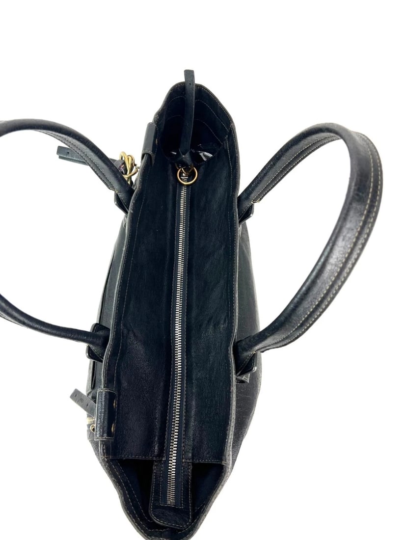 Chloe Eclipse Logo Embellished Black Leather Tote - 11