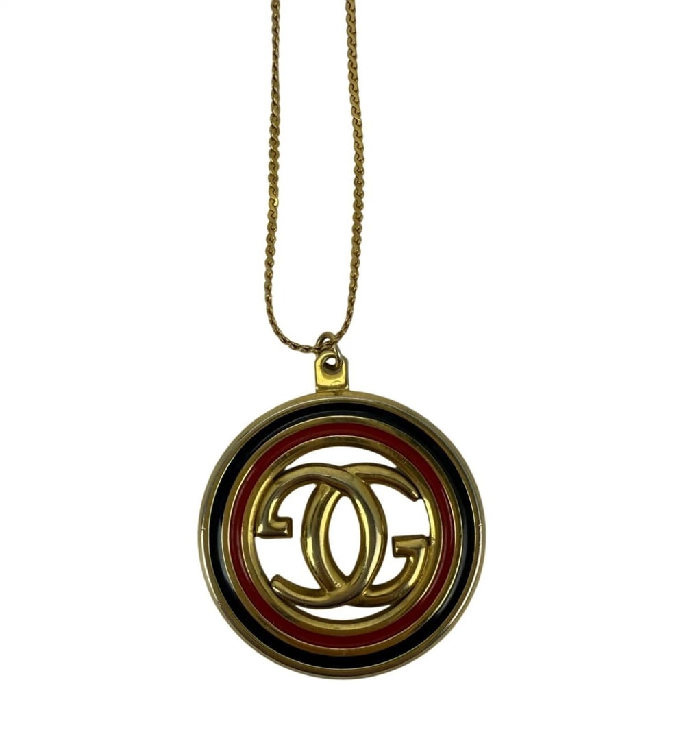 Gucci Interlocking G Pendant Gold Tone Vintage Necklace - 4