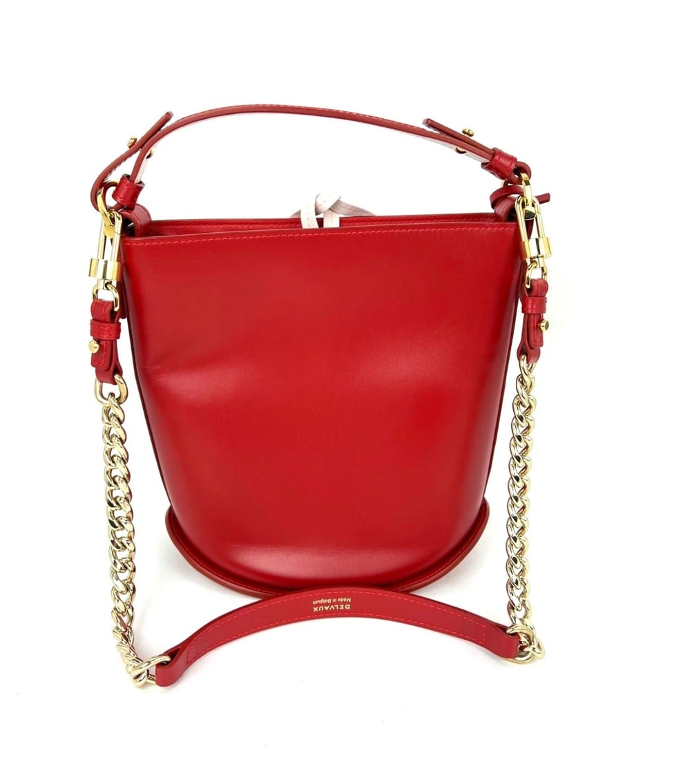 Delvaux Box Calfskin Mini Pin Daily Surpique Red Leather Bucket Bag - 2