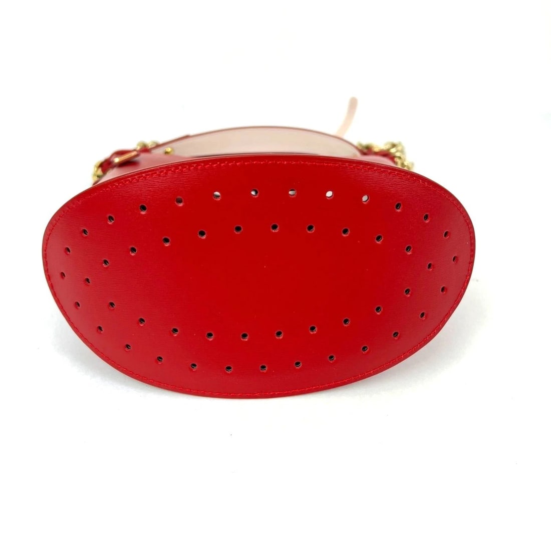 Delvaux Box Calfskin Mini Pin Daily Surpique Red Leather Bucket Bag - 3