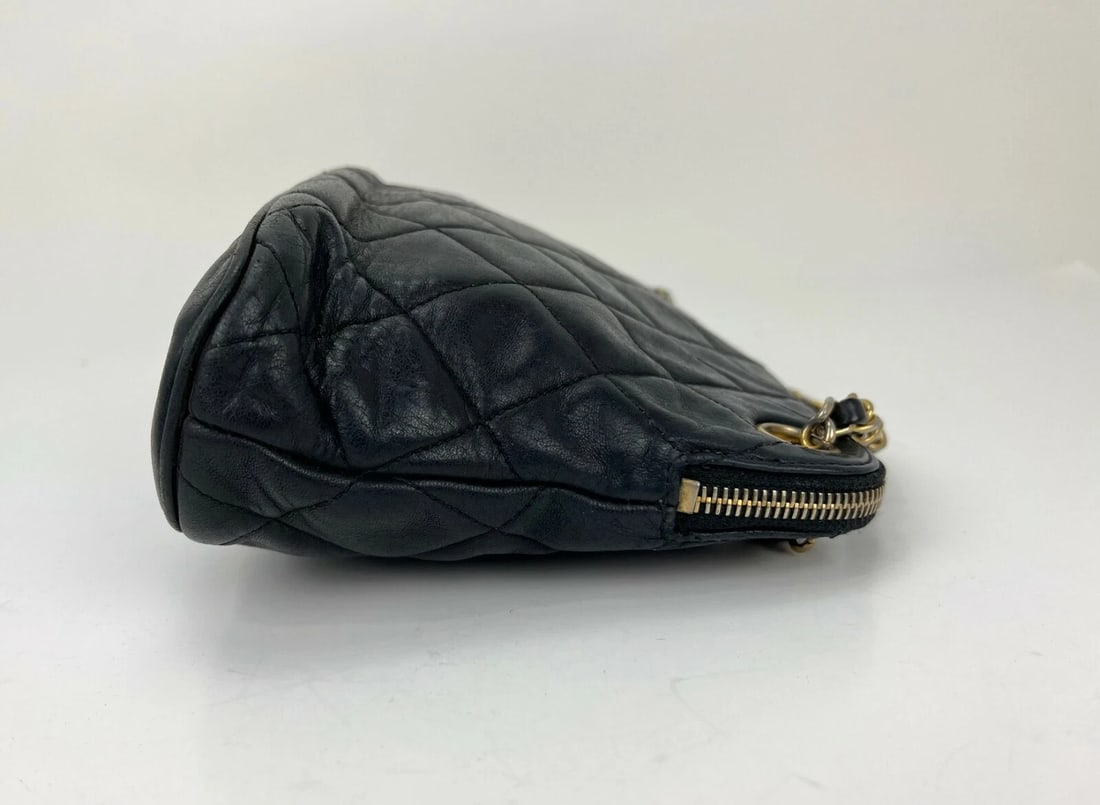 CHANEL Quilted Lambskin Leather Vintage 24K Black Mini Shoulder Bag - 5