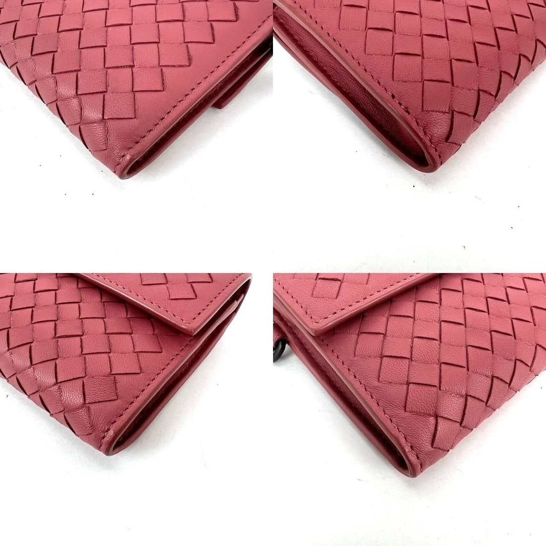 Bottega Veneta Intrecciato Pink Leather Flap Wallet Wristlet - 14