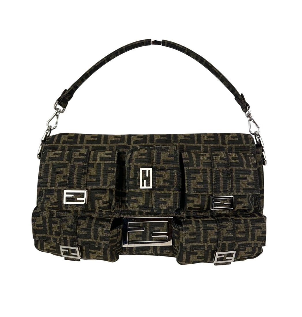 Fendi Zucca FF Multipocket Baguette 1974 Maxi Shoulder Bag (1 of 19)