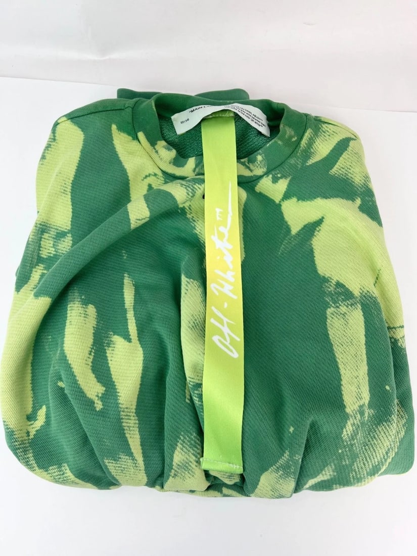 OFF White Tye Dye Xtra Crop Sweatsh Light Green Sweatshirt NEW - 5