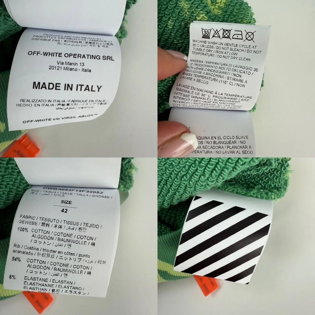 OFF White Tye Dye Xtra Crop Sweatsh Light Green Sweatshirt NEW - 9