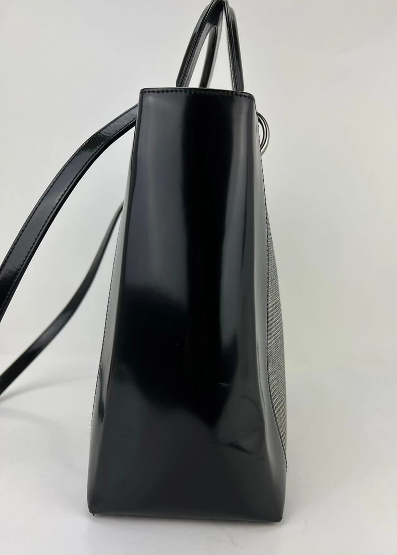 Christian Dior Large Lady Black Patent Leather Canvas Bag - 6