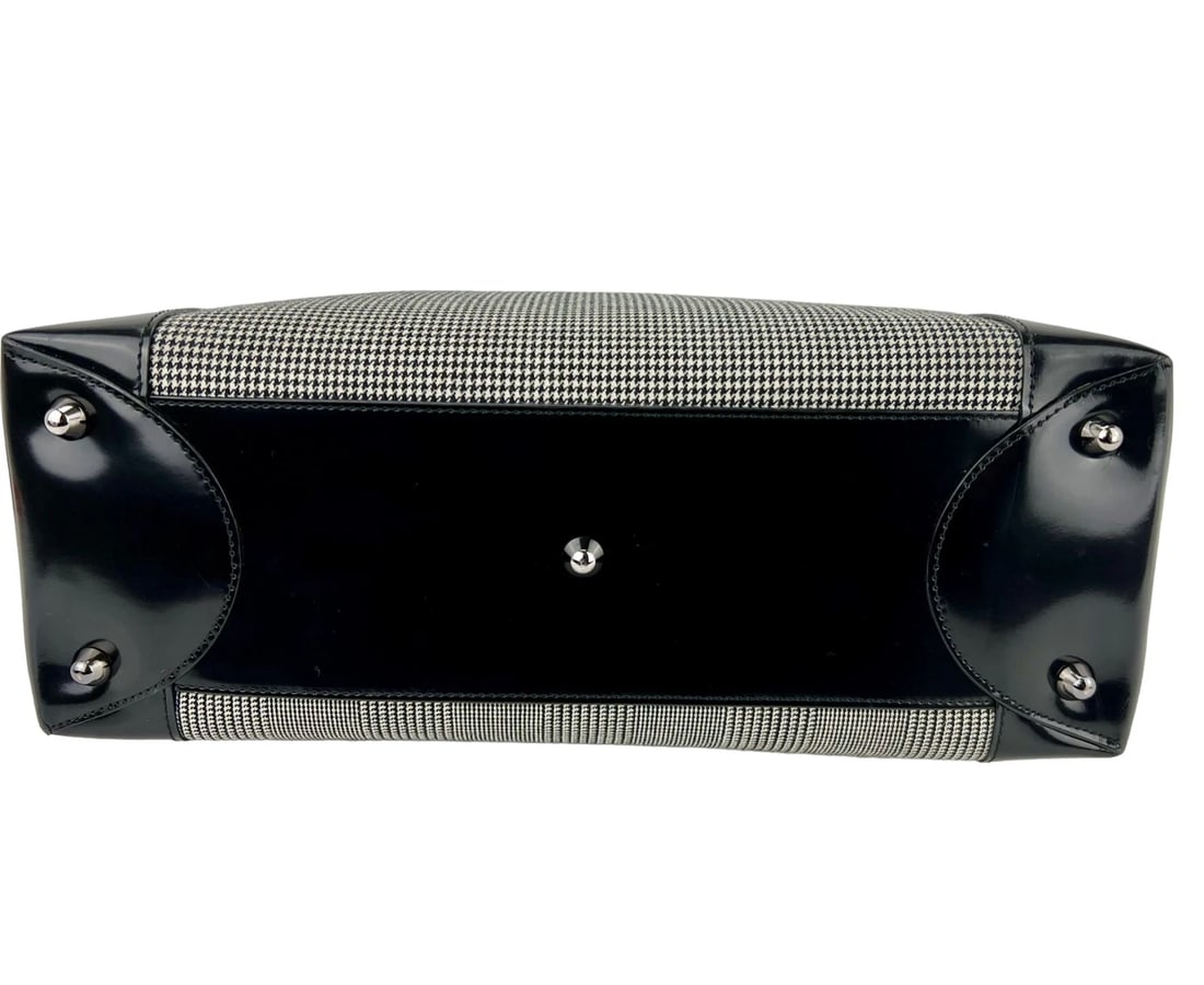 Christian Dior Large Lady Black Patent Leather Canvas Bag - 7