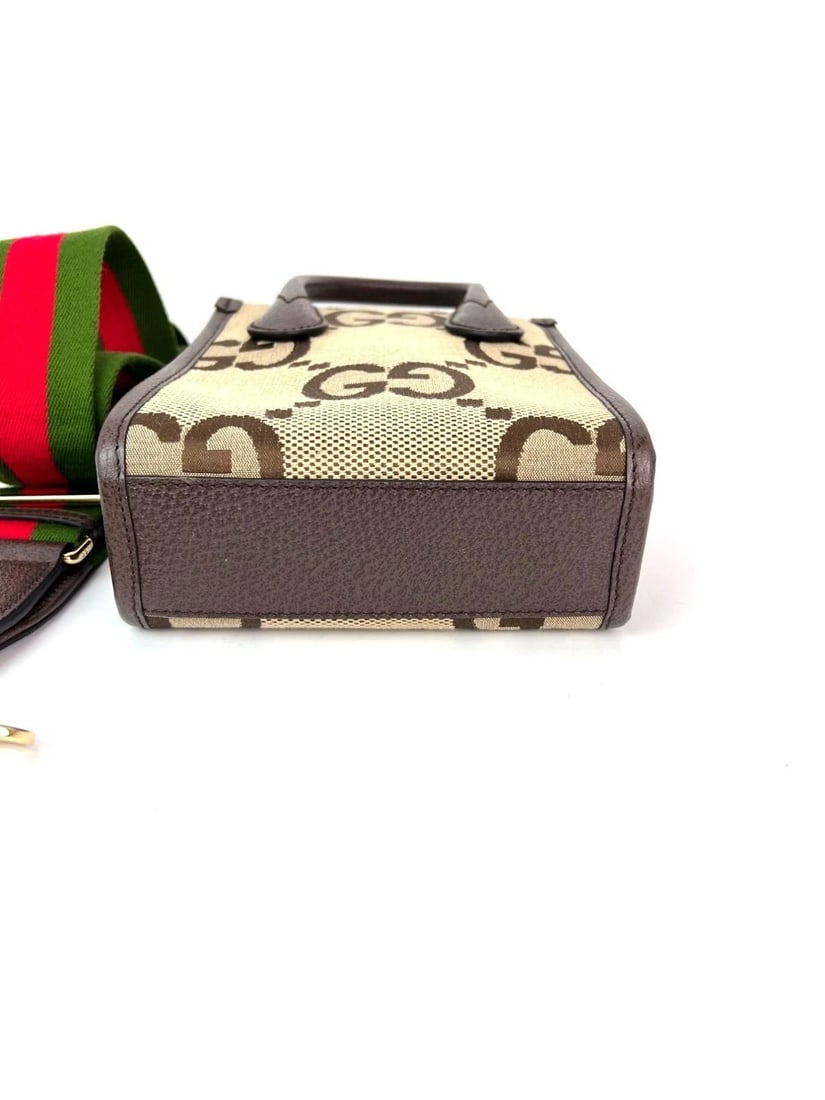 Gucci Jumbo GG textured dollar calfskin Mini Web Vertical Tote - 4