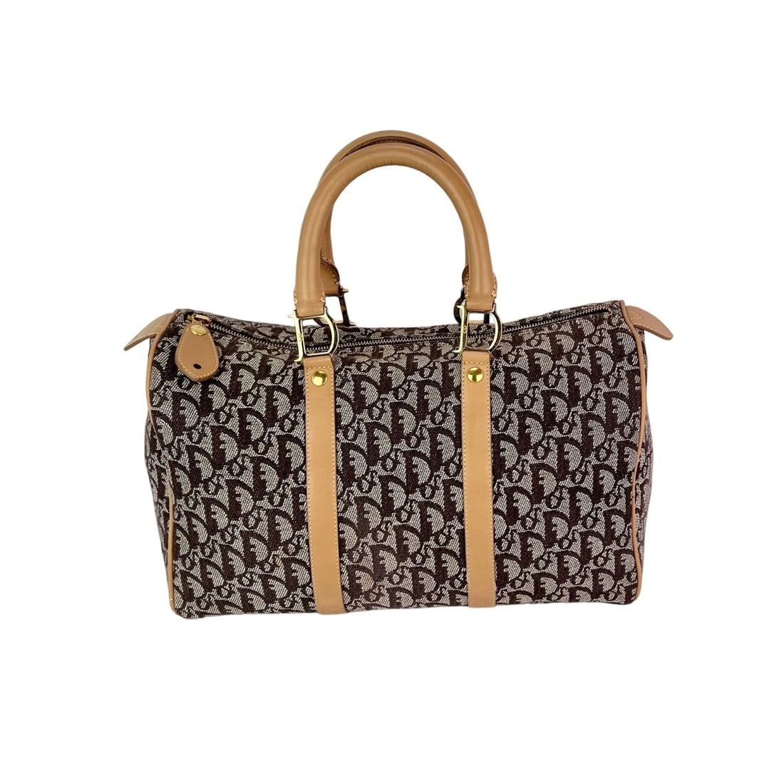 Christian Dior Vintage Trotter Diorissimo Medium Brown Boston Bag - 2