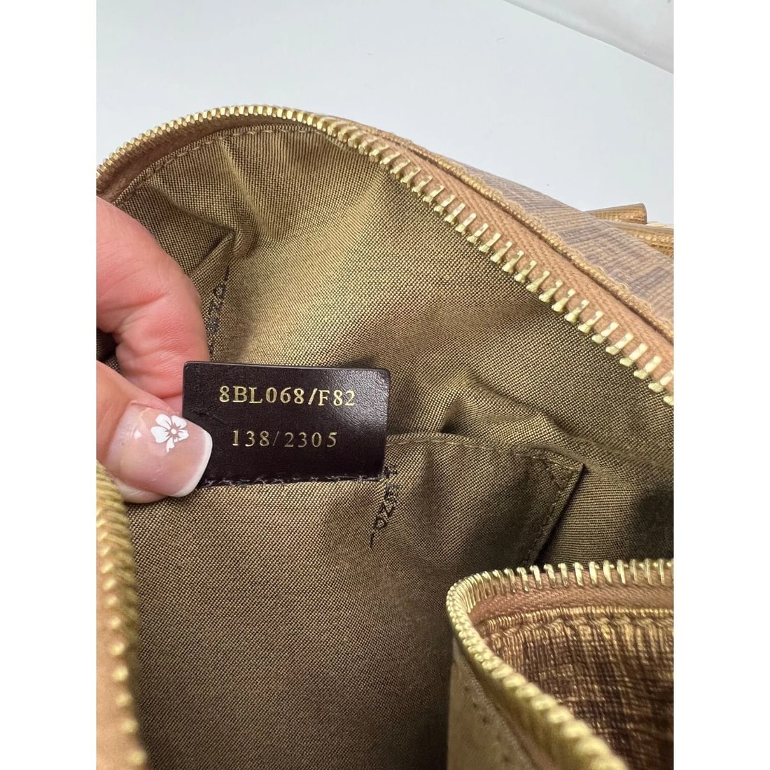 Fendi Boston Gold Coated Canvas Hand Bag - 5