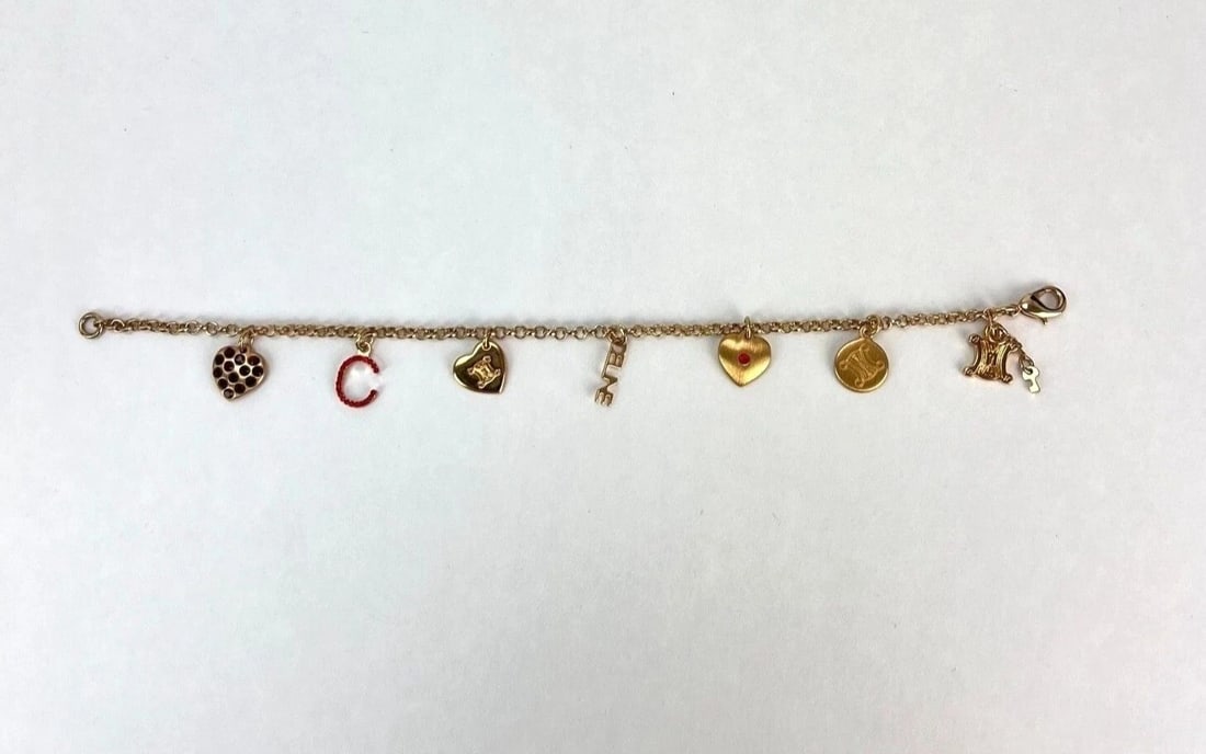 Celine Triomphe Gold metal Charm Bracelet - 3