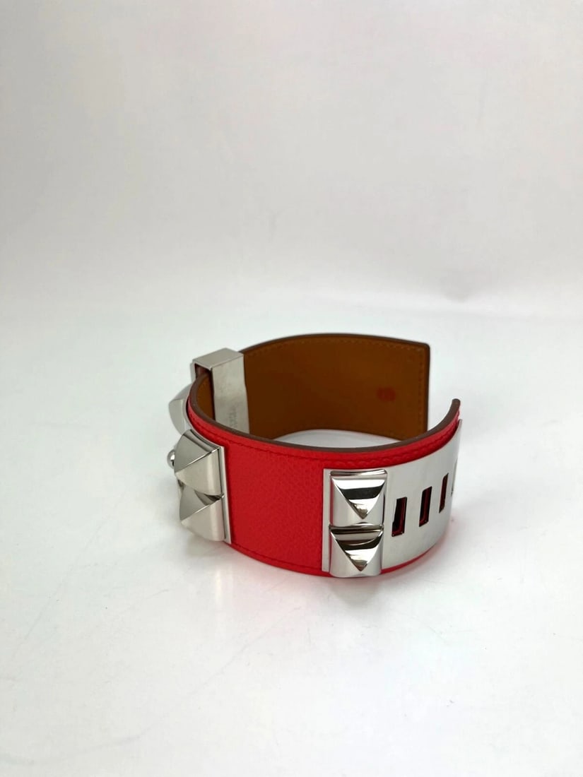 Hermes Leather COLLIER DE CHIEN CDC Rose Jaipur Epsom Bracelet - 2