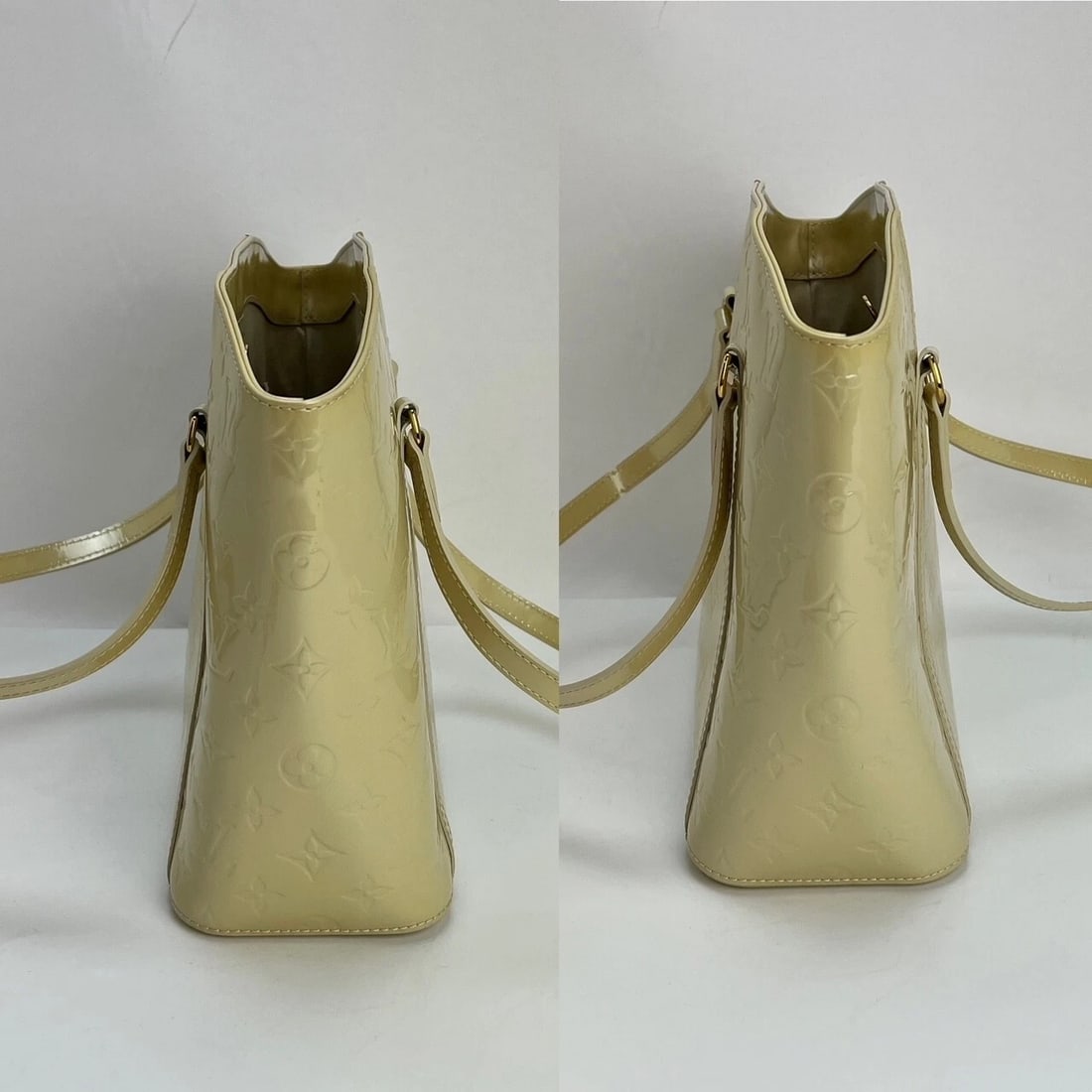 LOUIS VUITTON Monogram White Vernis Avalon MM Tote Hand Shoulder Bag - 7