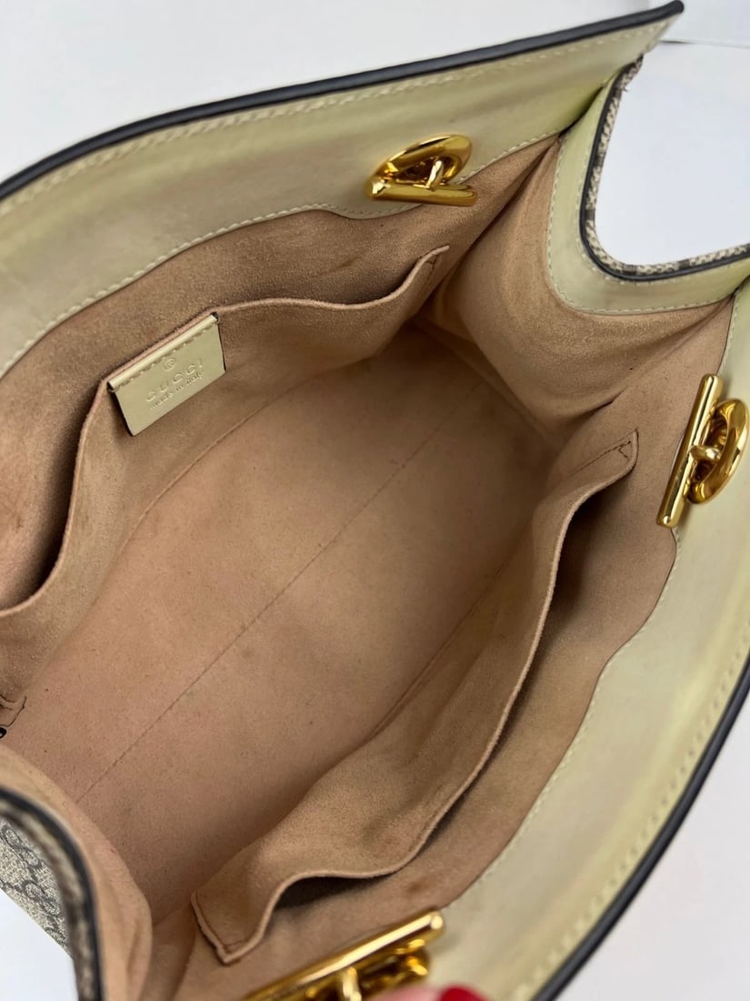 Gucci GG Supreme Small Padlock Leather Ebony Tote Bag - 5