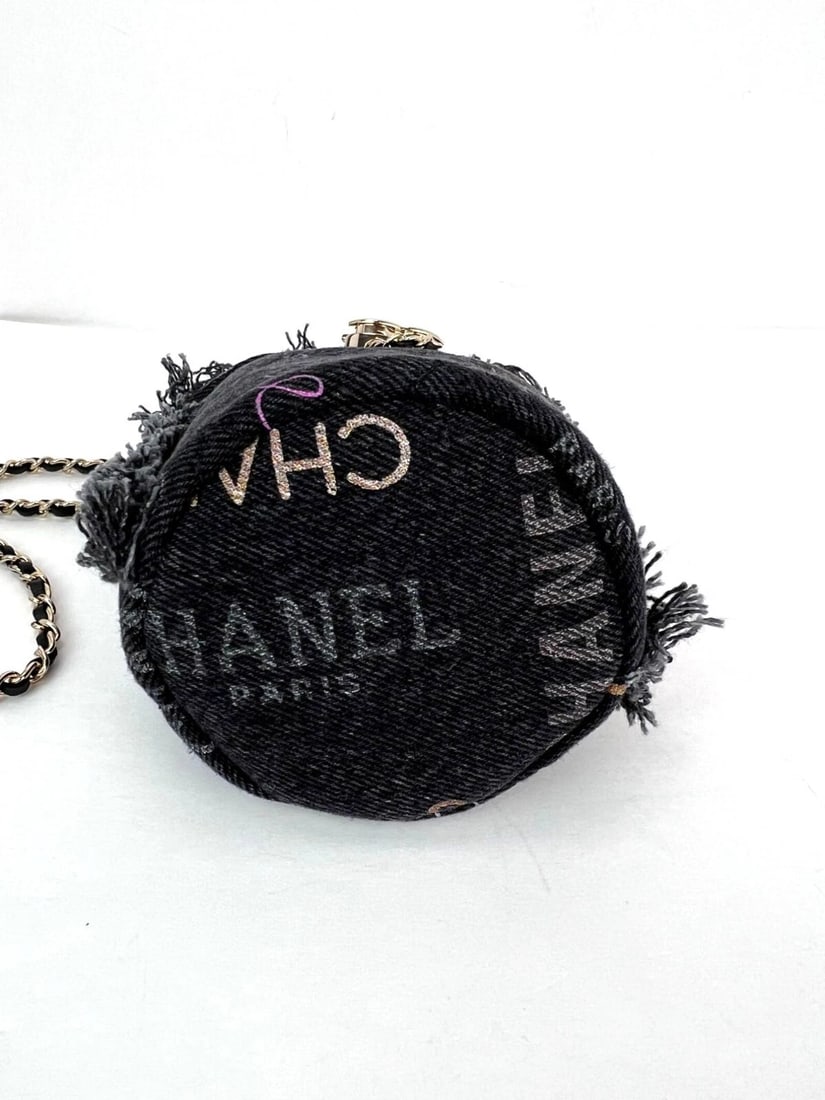 Chanel Denim Quilted Mood Mini Bucket With Chain Black - 5