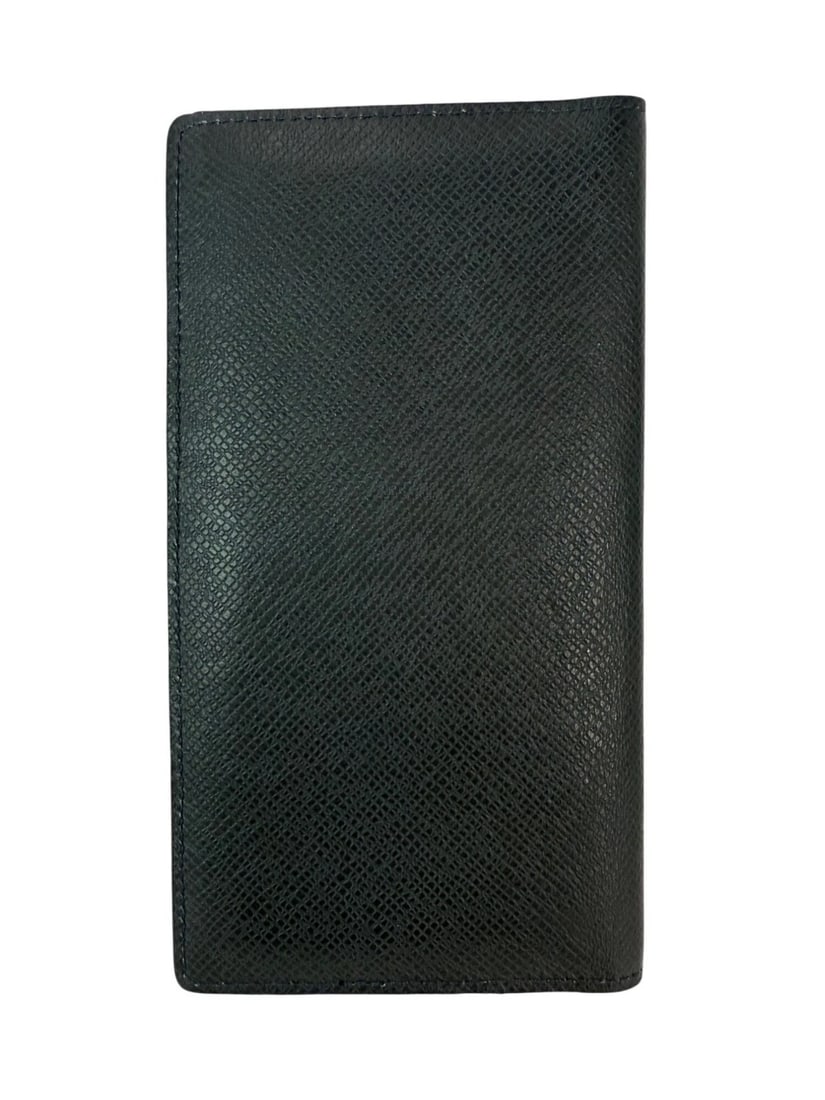 LOUIS VUITTON Taiga Brazza Long Bifold Dark Blue Leather Wallet - 2