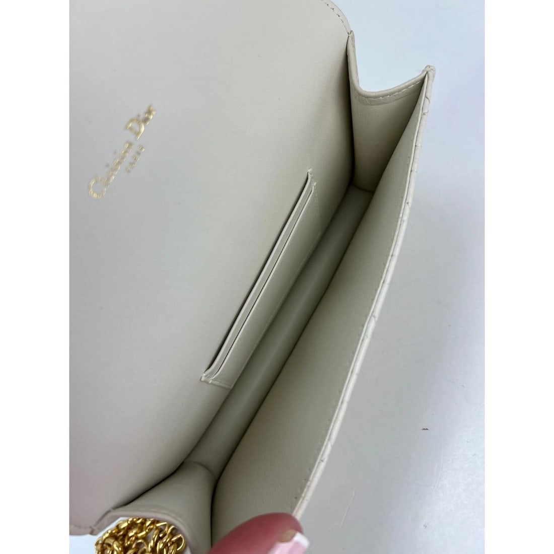 Christian Dior Caro Cannage White Leather Belt Bag Clutch - 8