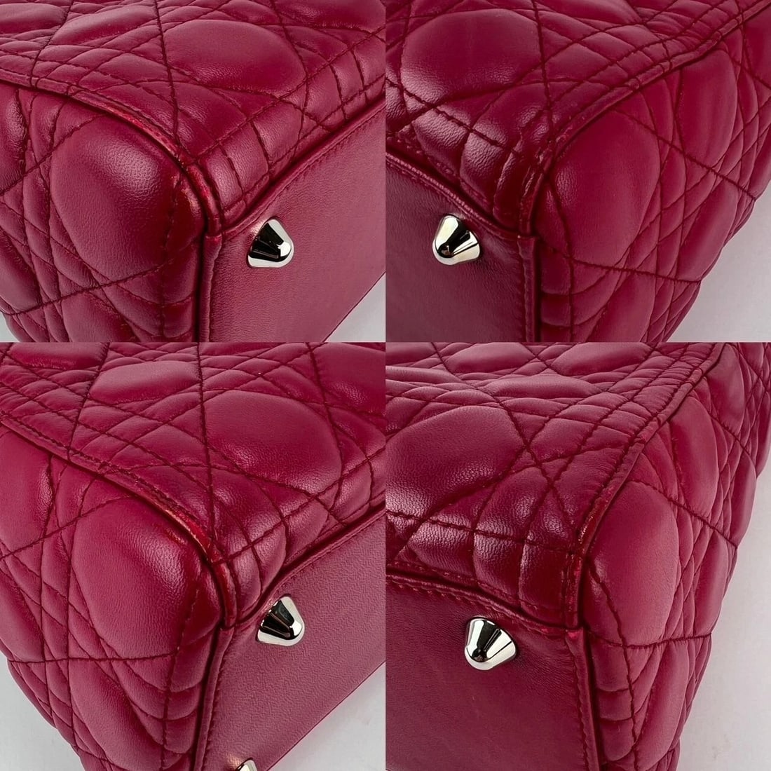 Christian Dior Lambskin Cannage Large Red Lady Dior Shoulder Bag - 5