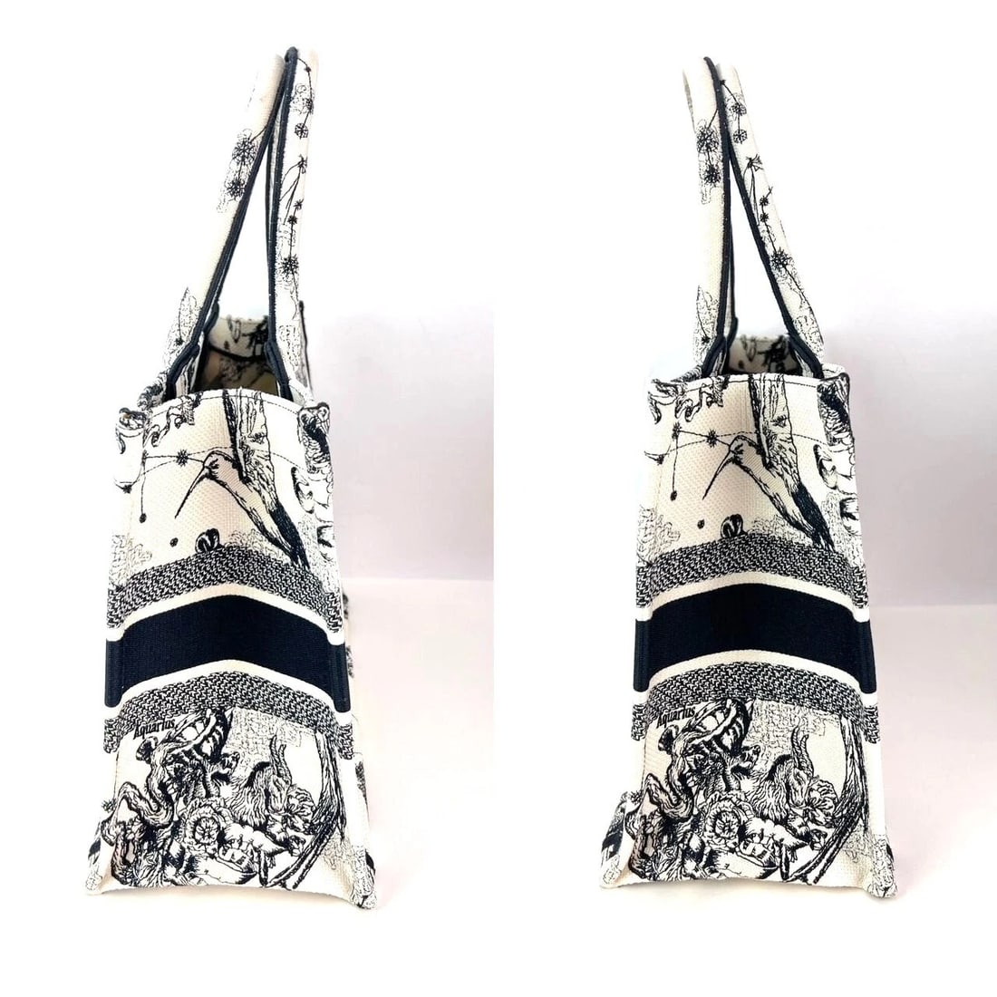 Christian Dior Book Embroidered Canvas MM Stars and Signs Black Tote - 6