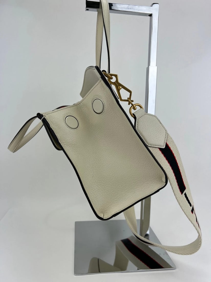 GUCCI Linea Medium Totem Web Stripped Yellow Butterfly Top Handle Bag - 10