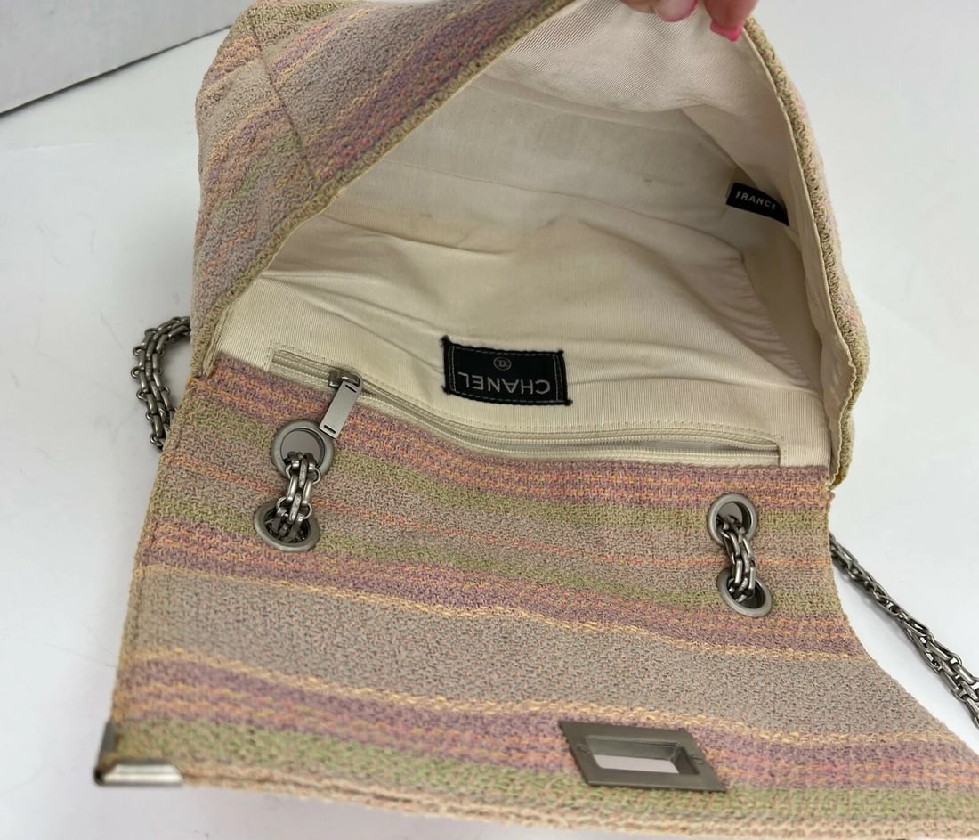 Chanel 2.55 Reissue 225 Single Flap Pink Multicolor Cotton Tweed Bag - 13