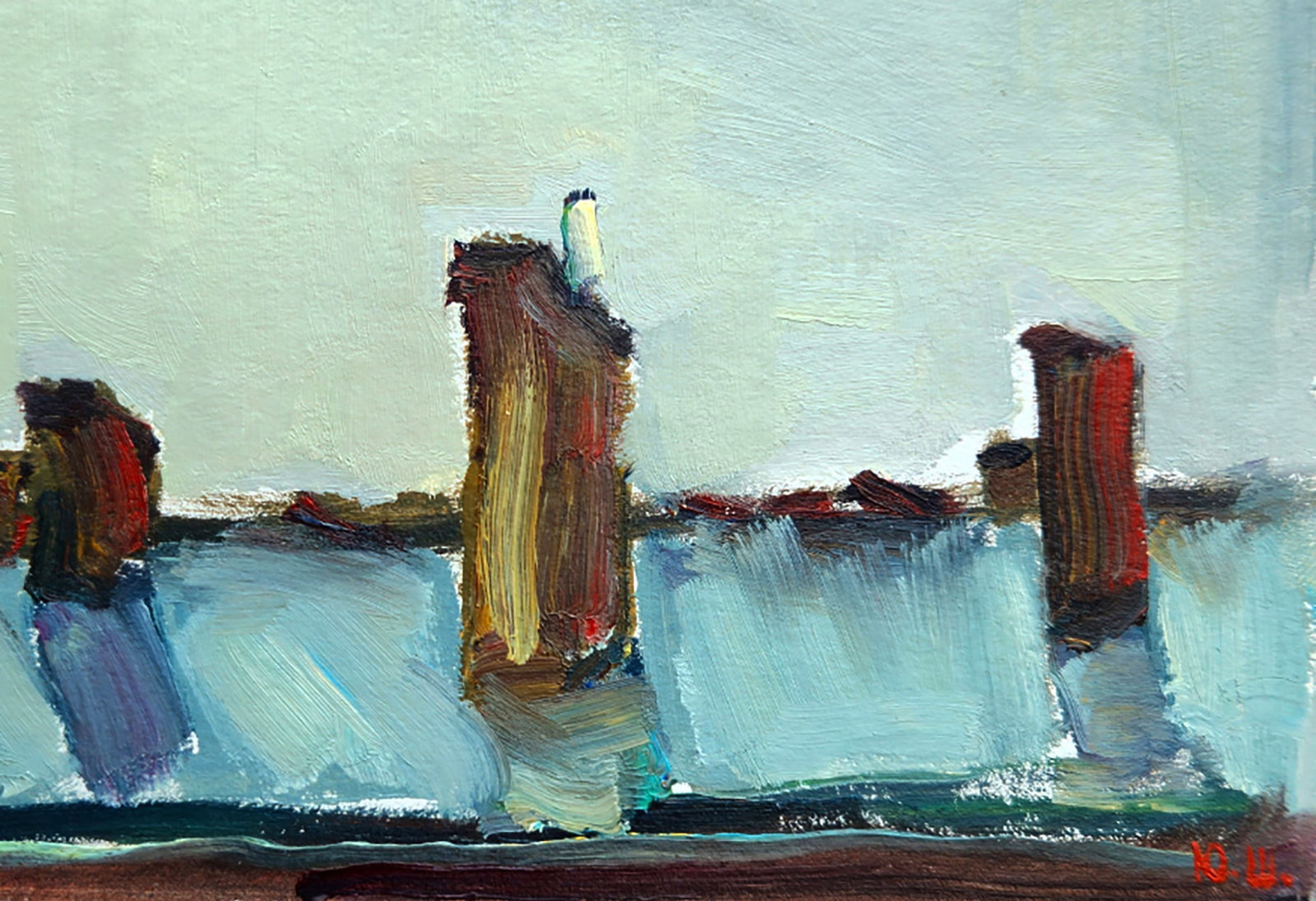 Oil painting The roof is wet after the rain Yuri Shkrob - 5