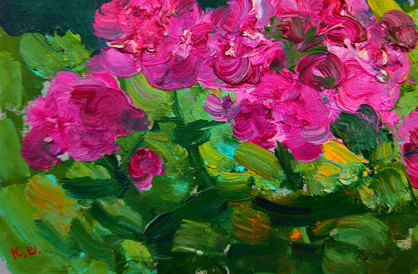 Oil painting Flowers in the Morning Garden Yuri Shkrob - 4