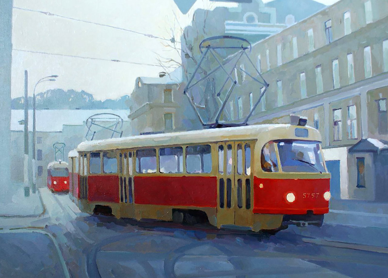 Oil painting Winter morning in the city Anastasia Yaroshevich: Title: Oil painting Winter morning in the city Anastasia Yaroshevich Description: 16YARO Painter: Anastasia Yaroshevich Size: 50x70 cm/19.68x27.55 inches Components: oil, canvas Original painting COND