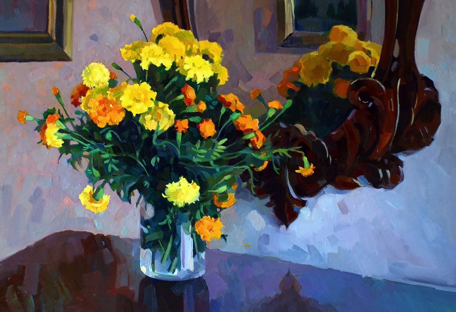 Oil painting Flowers in the artist's house Anastasia Yaroshevich: Title: Oil painting Flowers in the artist's house Anastasia Yaroshevich Description: 55YARO Painter: Anastasia Yaroshevich Size: 50x70 cm/19.68x27.55 inches Components: oil, canvas Original painting C