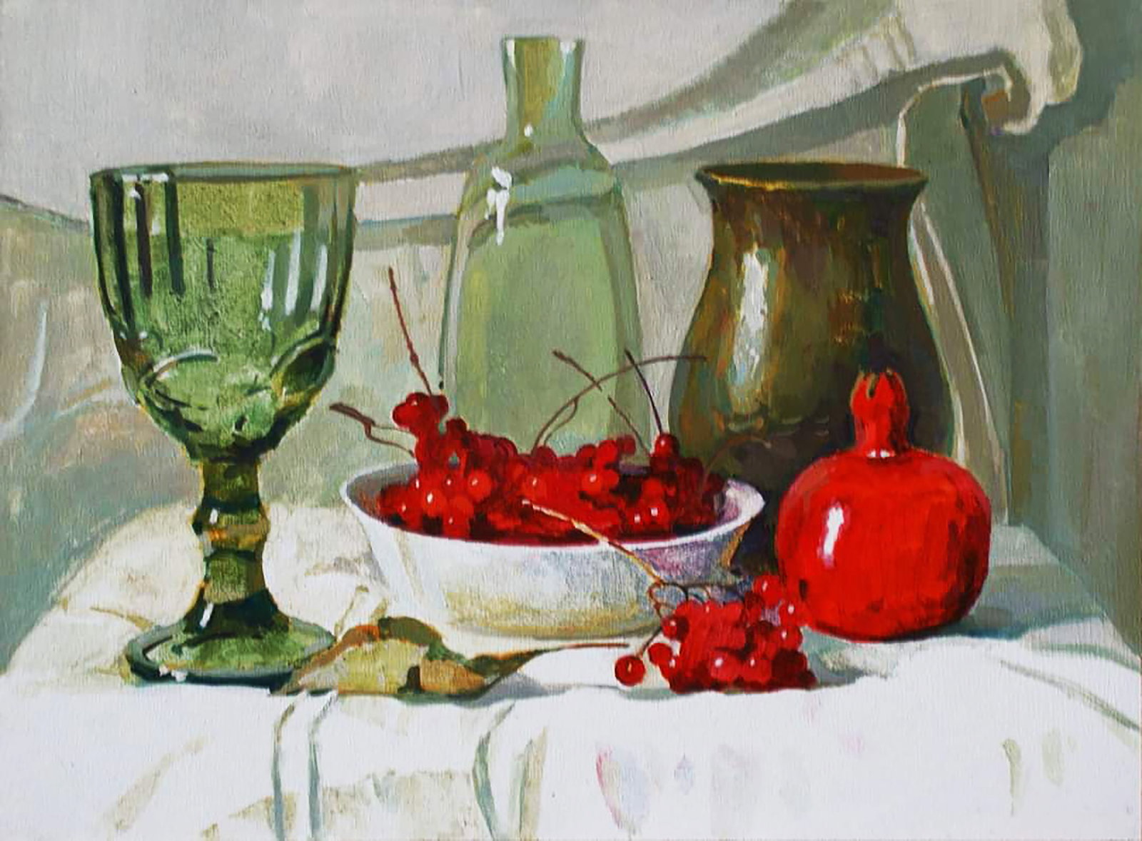 Oil painting Still life with viburnum Anastasia Yaroshevich: Title: Oil painting Still life with viburnum Anastasia Yaroshevich Description: 58YARO Painter: Anastasia Yaroshevich Size: 30x40 cm/11.81x15.74 inches Components: oil, dvp Original painting