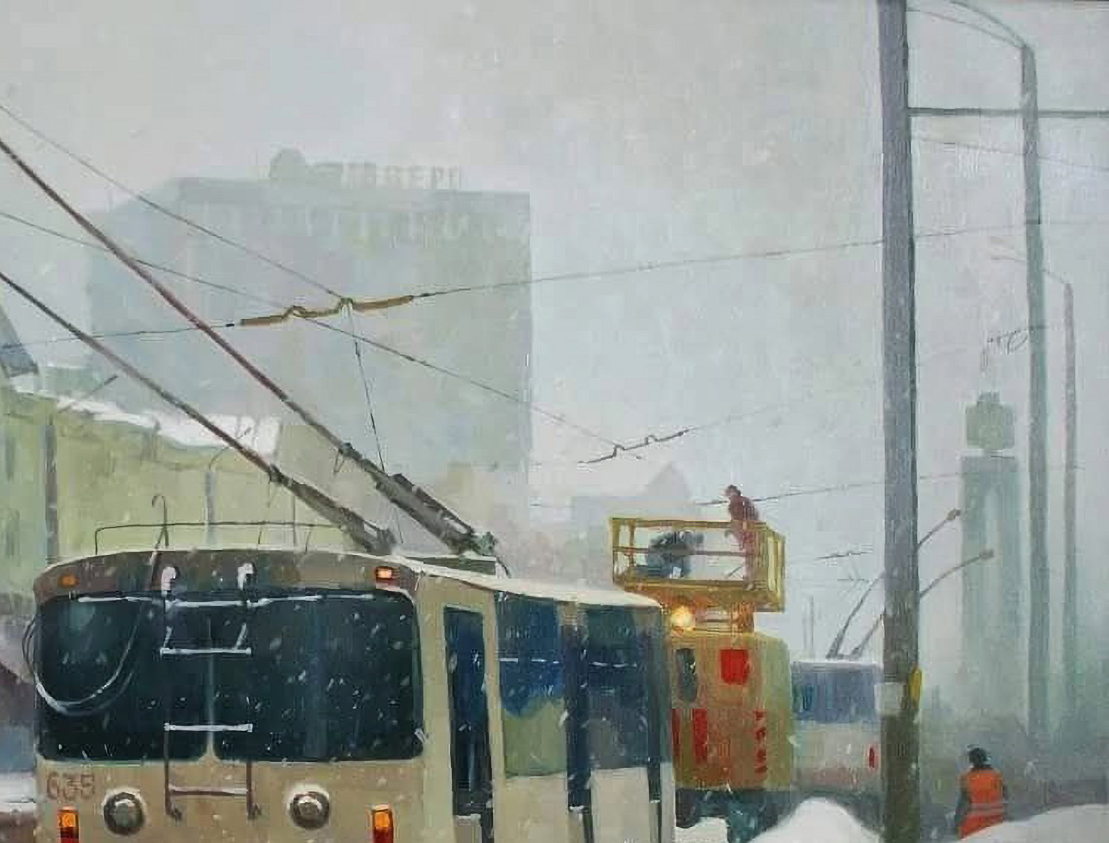 Oil painting City bus Anastasia Yaroshevich - 3