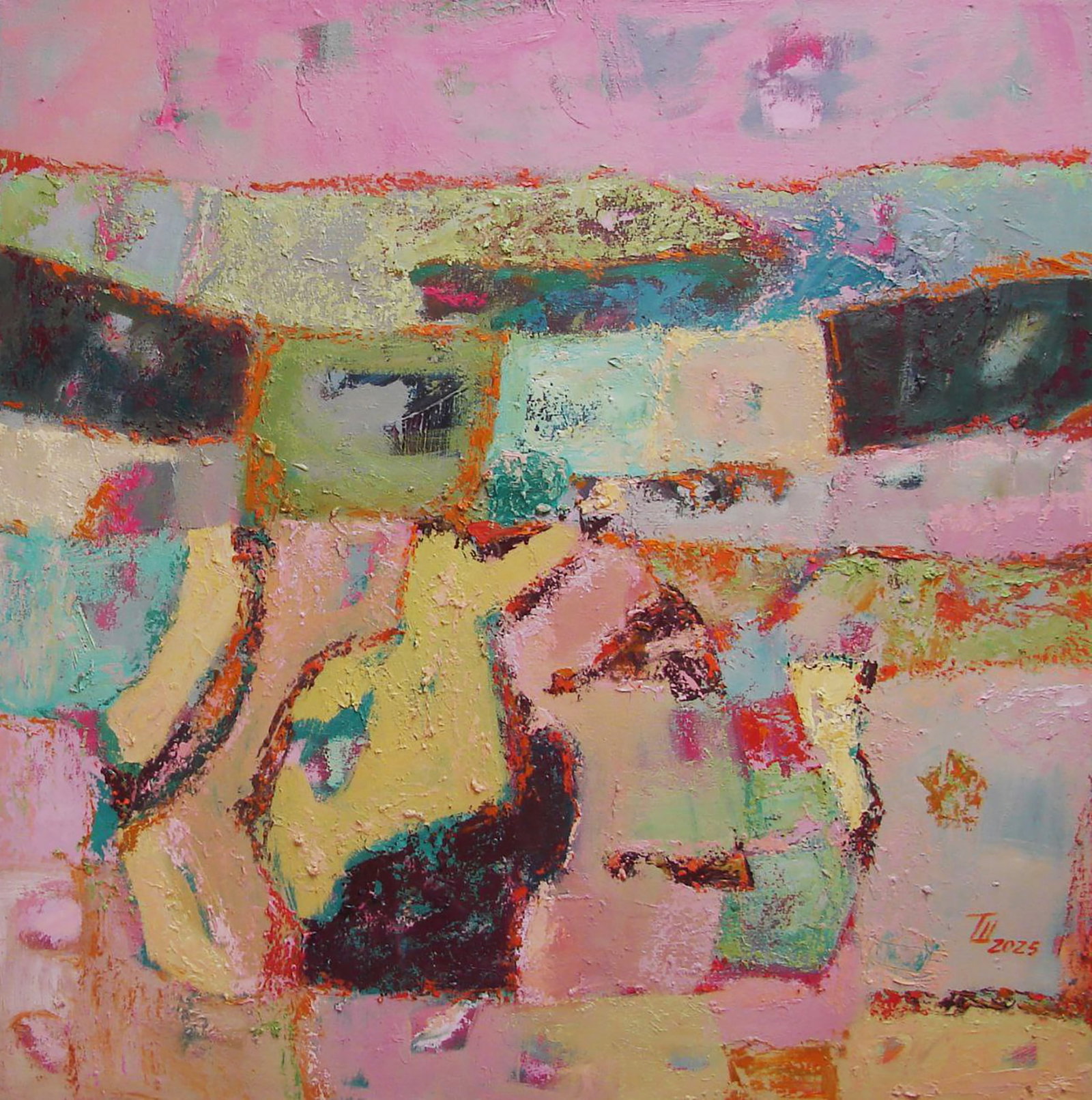 Oil painting Pastel landscape Tatyana Shulyak: Title: Oil painting Pastel landscape Tatyana Shulyak Description: 87SHUL Painter: Tatyana Shulyak Size: 60x60 cm/23.62x23.62 inches Components: oil, canvas Original painting CONDITION: excellent 