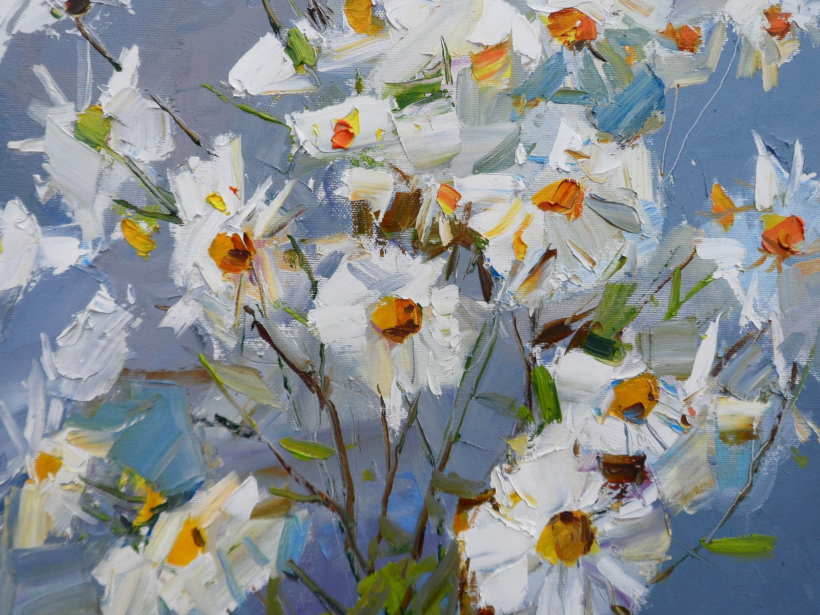 Oil painting White Chrysanthemums Yegor Dulin - 2