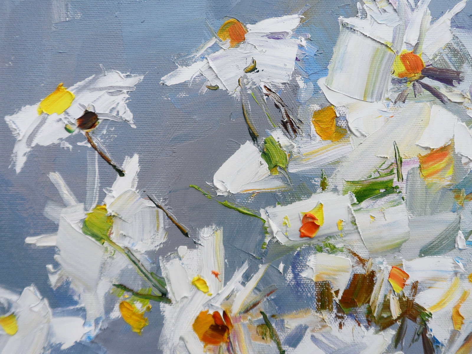 Oil painting White Chrysanthemums Yegor Dulin - 4