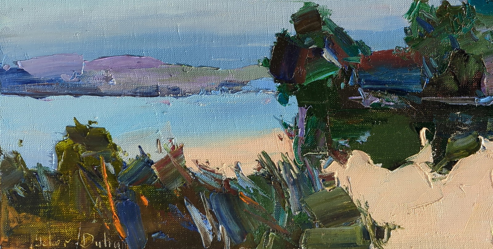 Oil painting Evening of silence by the river Yegor Dulin - 2