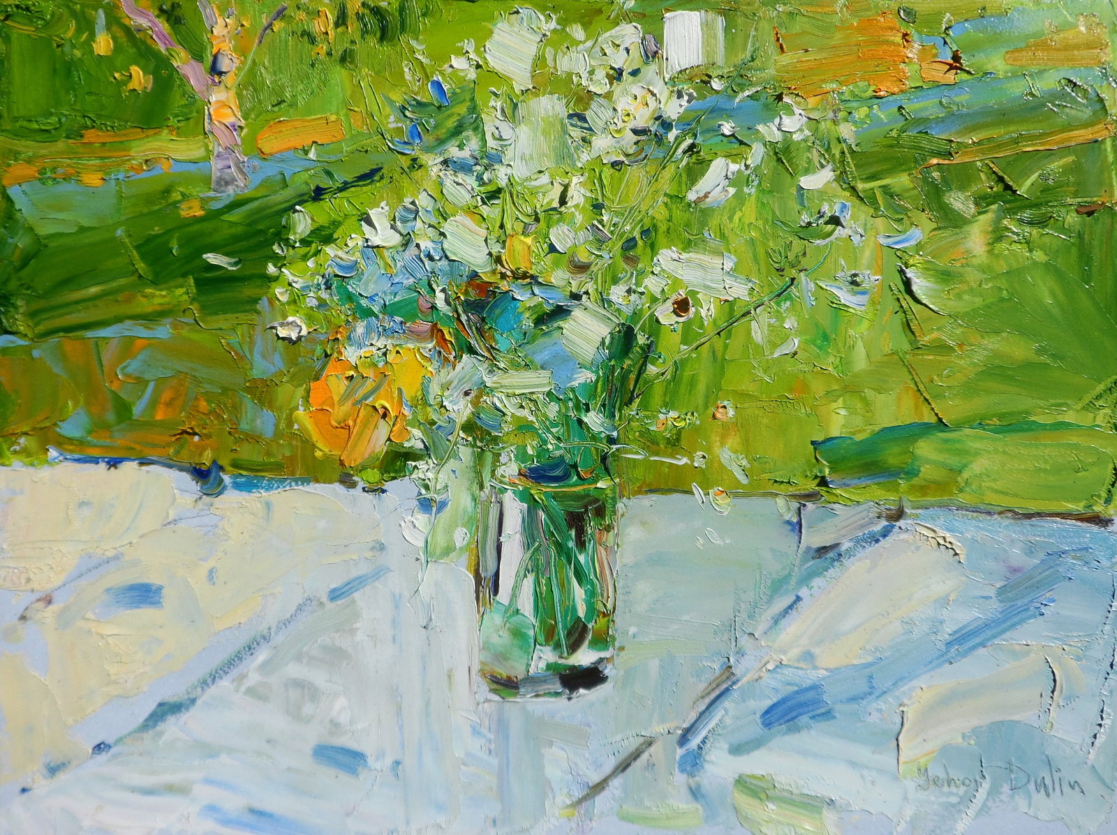 Oil painting Summer Flowers in Vase Yegor Dulin: Title: Oil painting Summer Flowers in Vase Yegor Dulin Description: 15DUL Painter: Yegor Dulin Size: 30x40 cm/11.81x15.74 inches Components: oil, panel Original painting CONDITION: excellent ARTIST: D