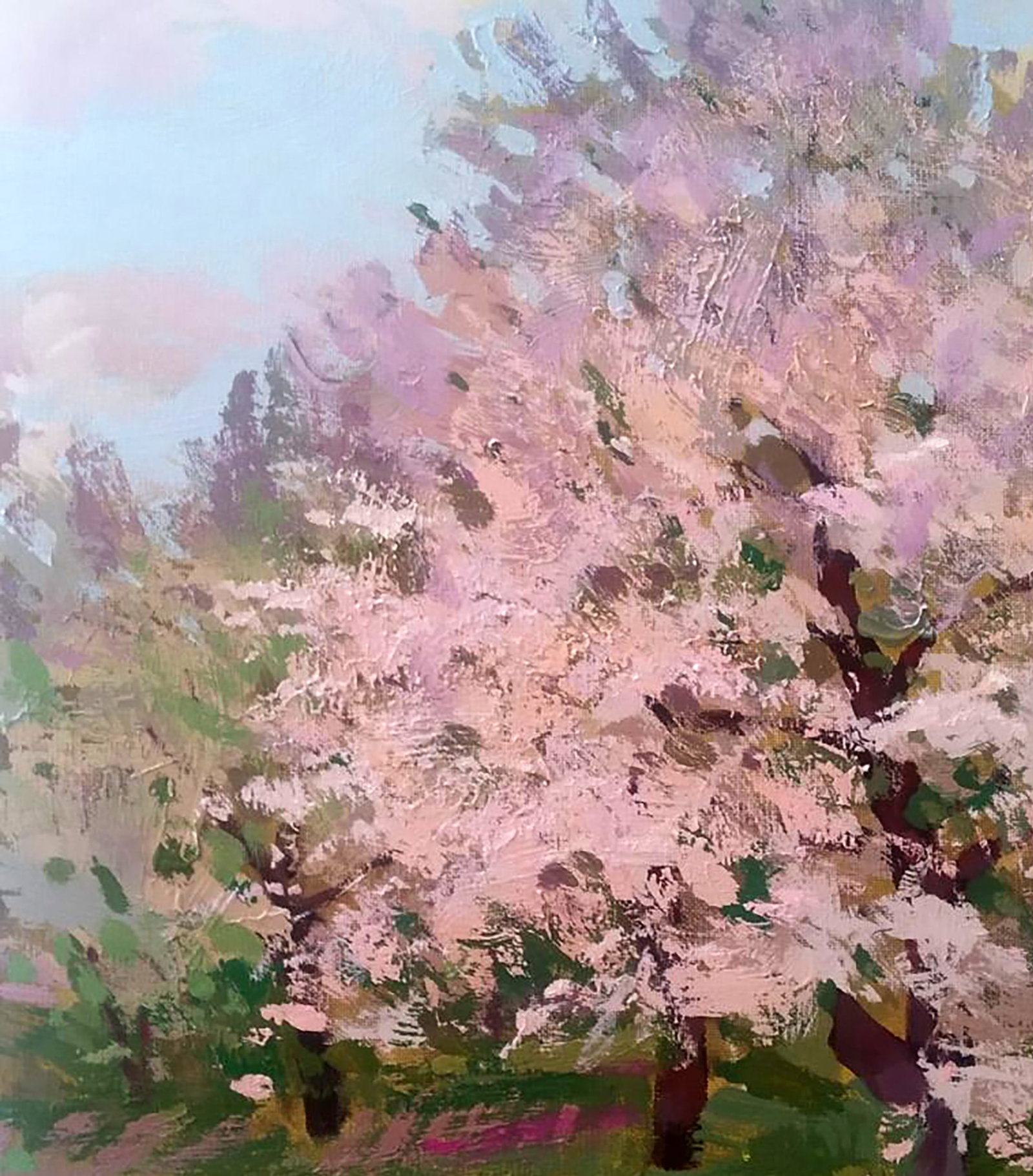 Acrylic painting In a blooming garden Serhii Kachyn - 2