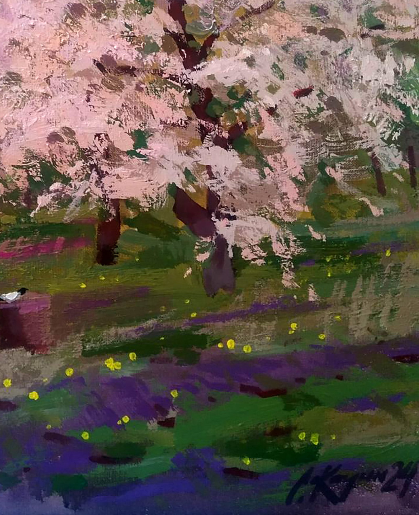 Acrylic painting In a blooming garden Serhii Kachyn - 5