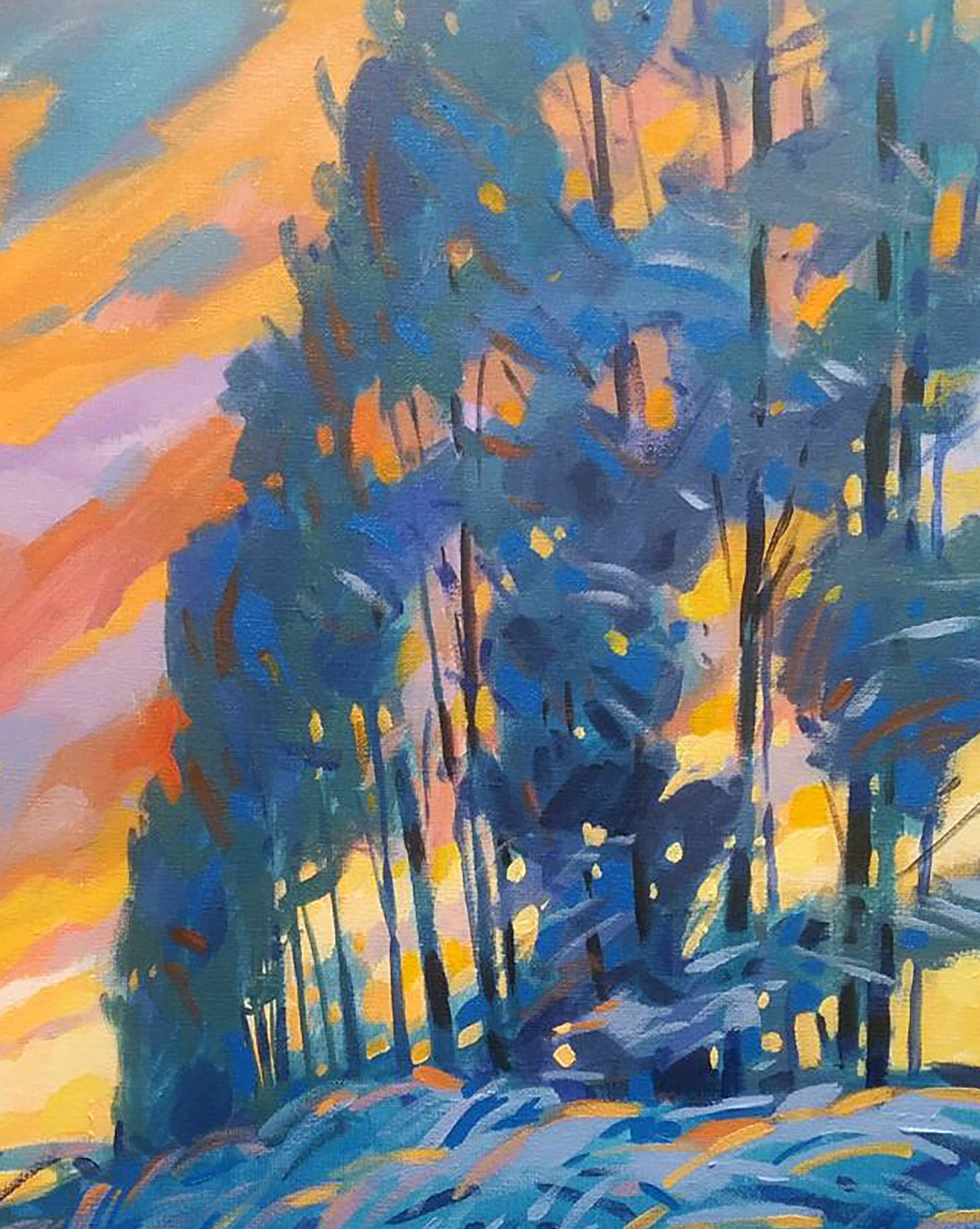 Acrylic painting Winter sunset Serhii Kachyn - 3