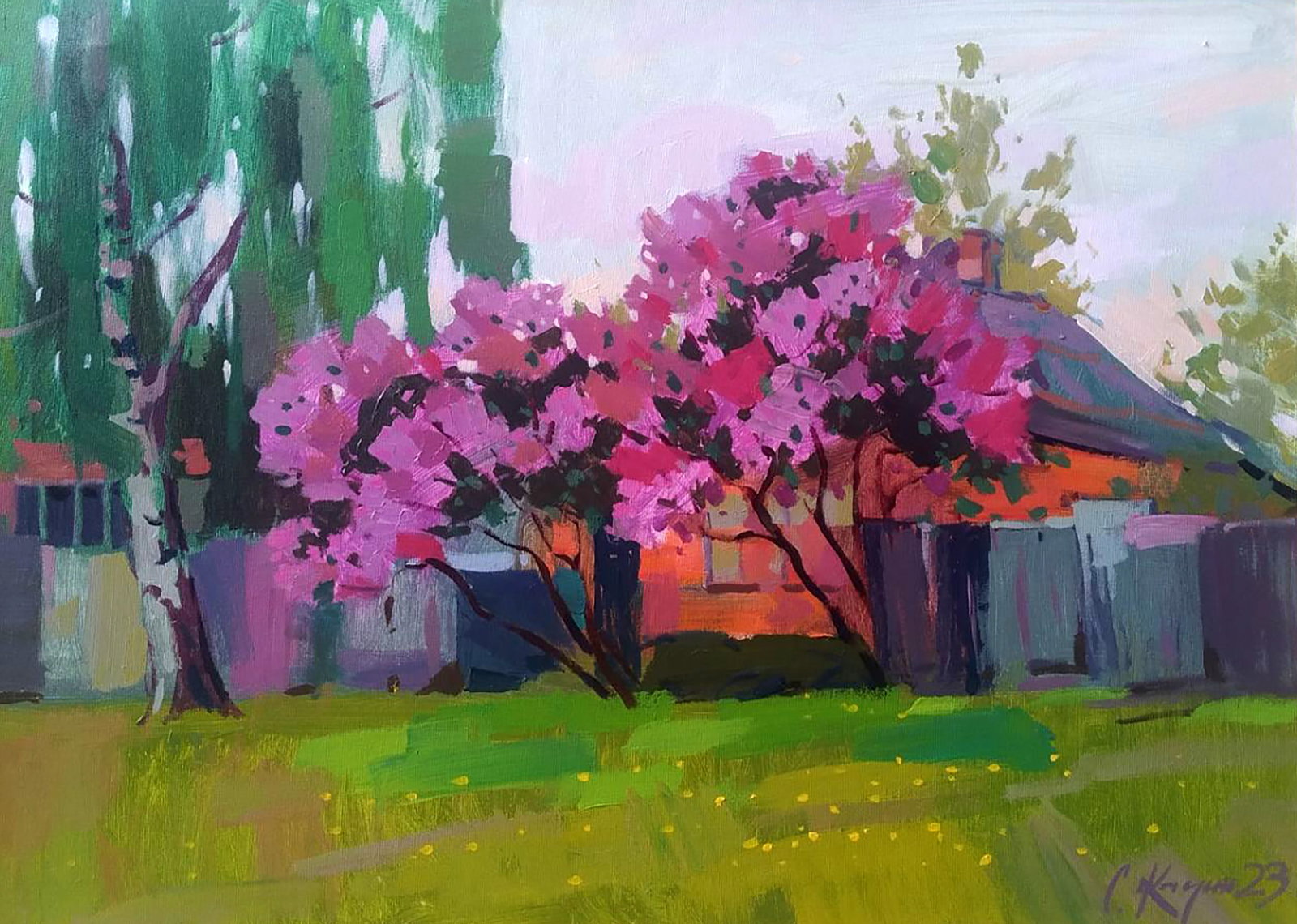 Acrylic painting May day Serhii Kachyn: Title: Acrylic painting May day Serhii Kachyn Description: 21KACH Painter: Serhii Kachyn Size: 50x70 cm/19.68x27.55 inches Components: acrylic, canvas Original painting CONDITION: excellent ARTIST: Se