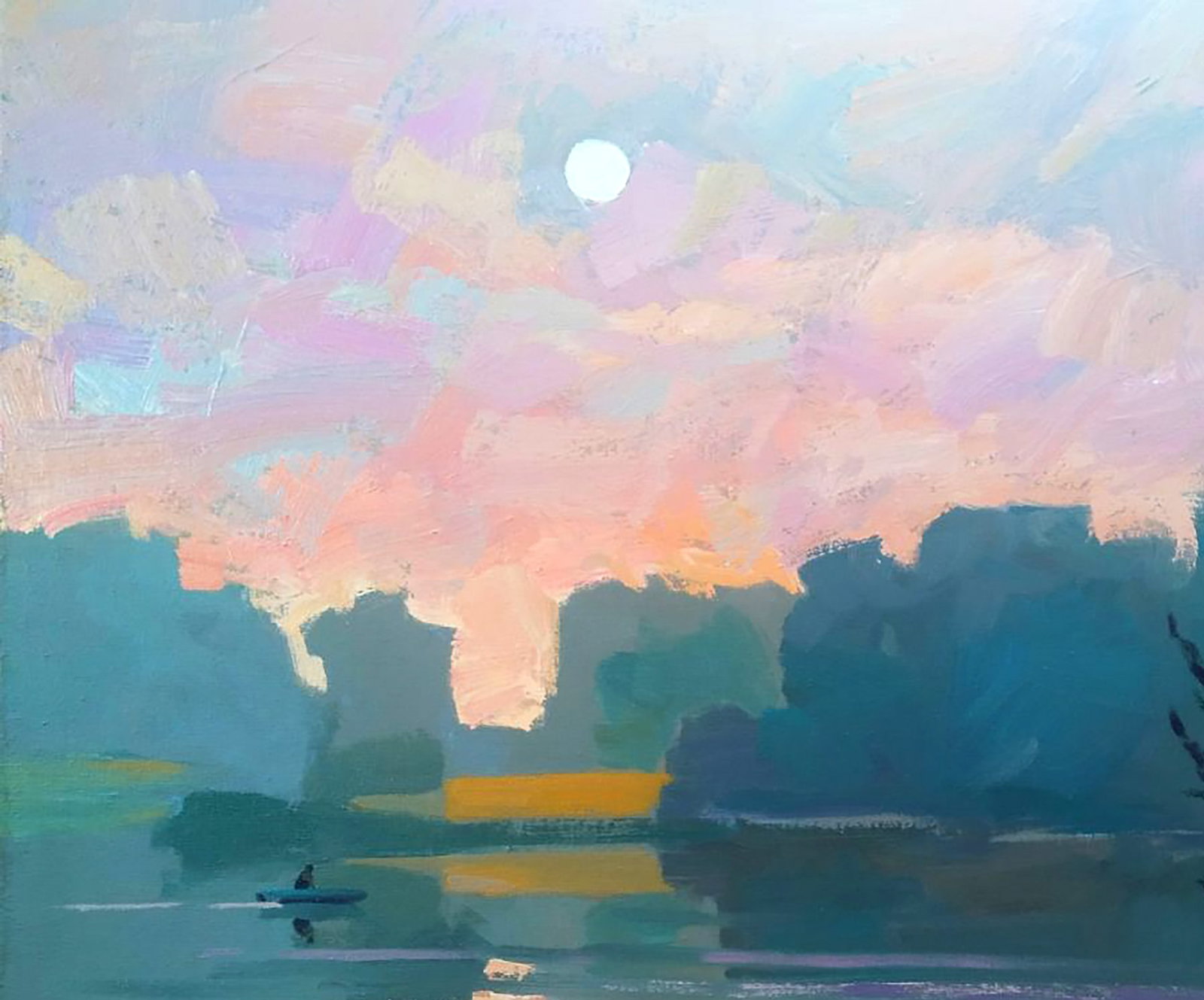 Acrylic painting Meeting the dawn on the river Serhii Kachyn - 2