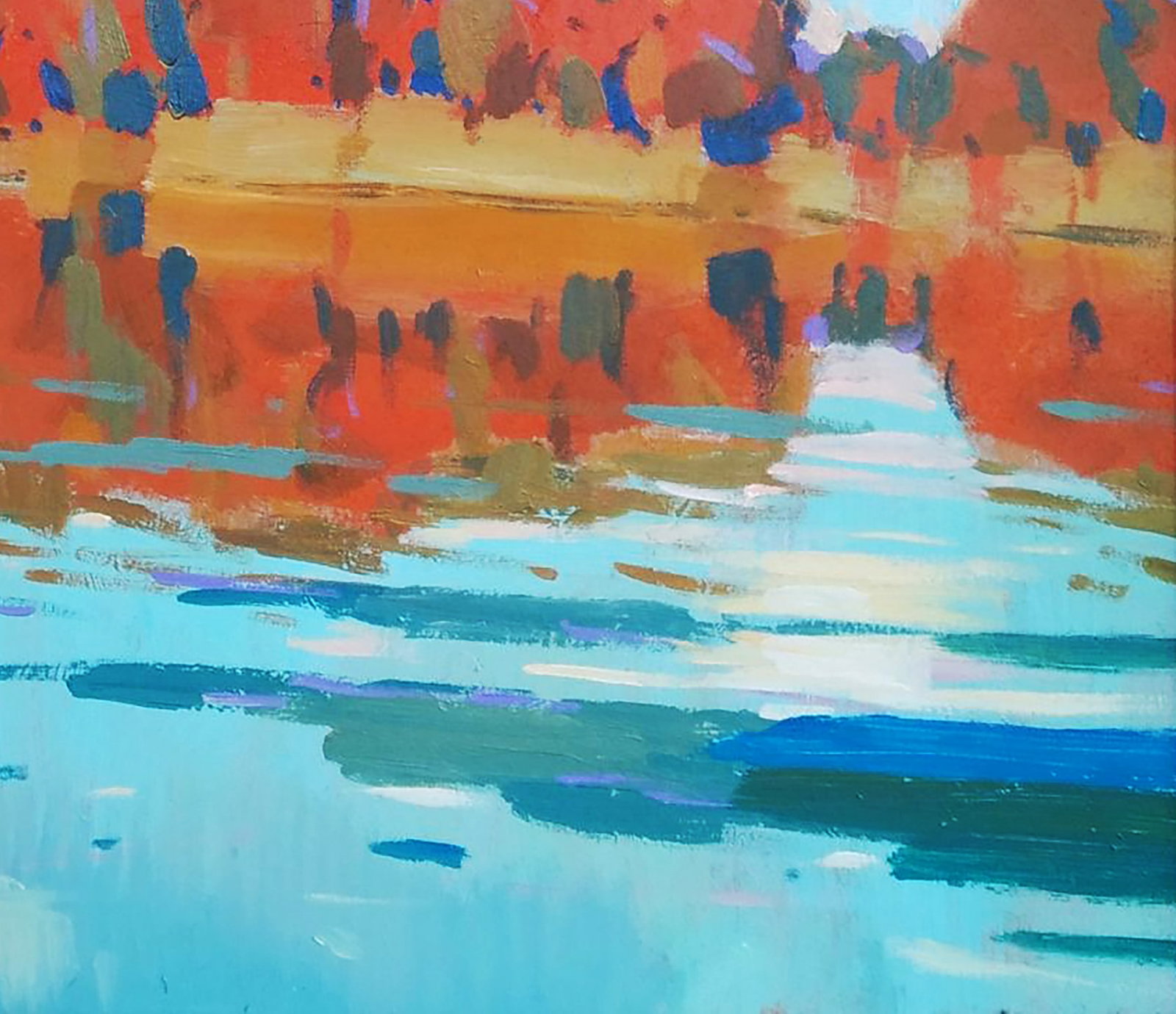 Acrylic painting Autumn by the river Serhii Kachyn - 5