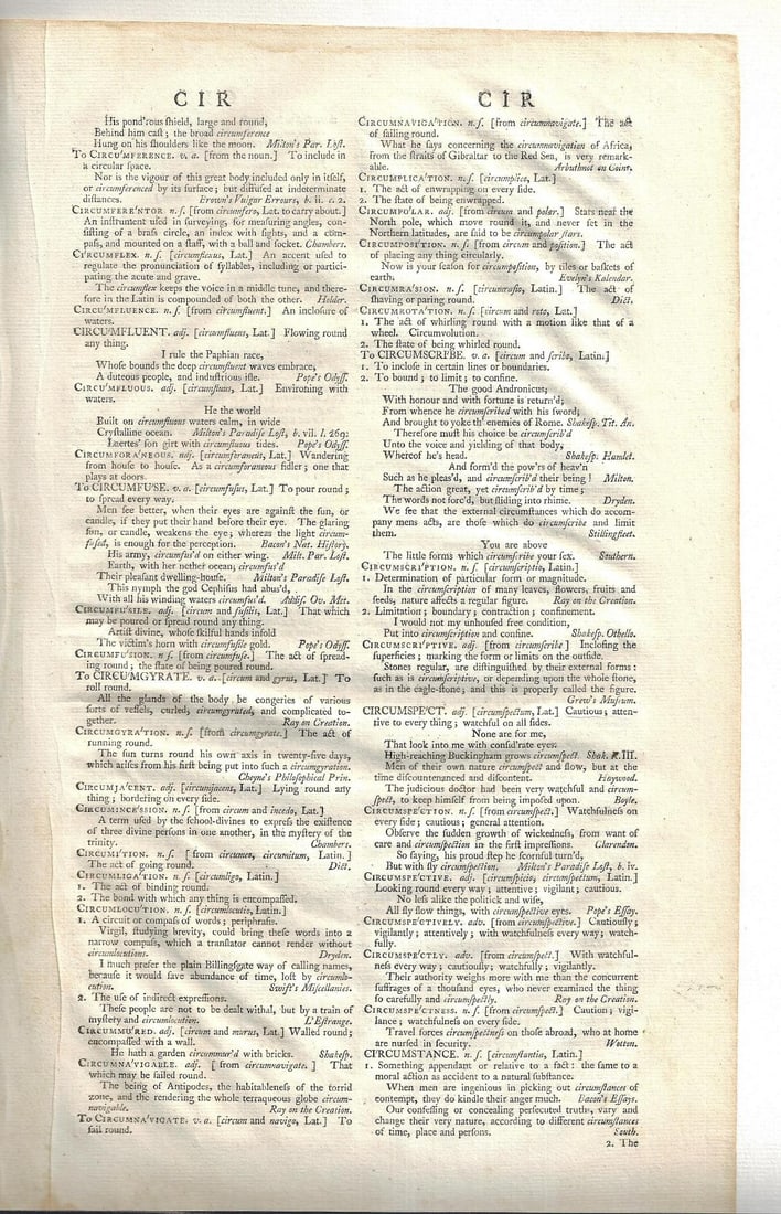 1755 Leaf A Dictionary of the English Language - 2