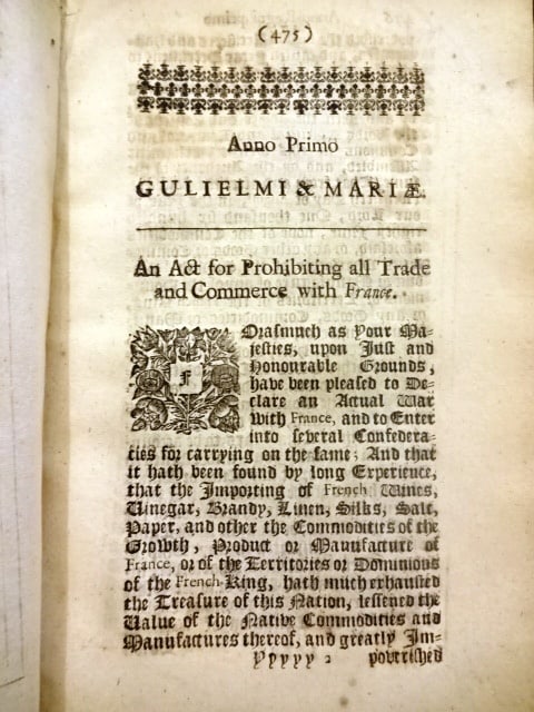 1689 English Act Prohibiting Trade with France - 2