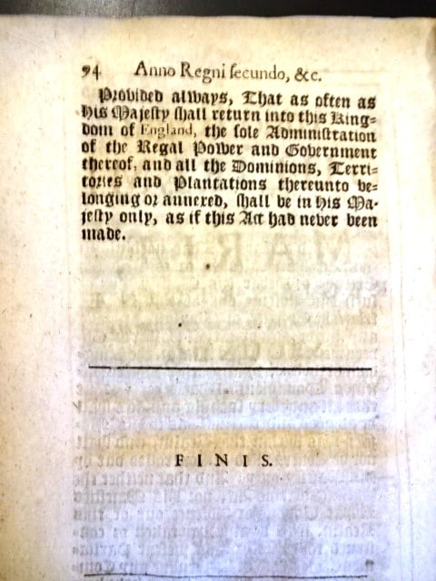 1690 English Act Regal Authority to Queen - 3