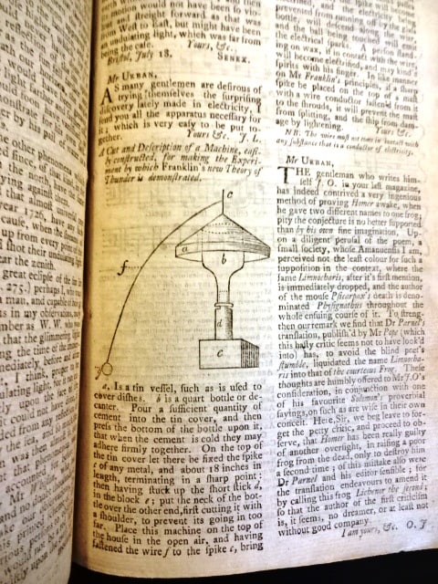 1752 Gentlemans Magazine Benjamin Franklin Electricity - 3